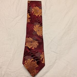 Murano Burgundy and Gold Floral Tie